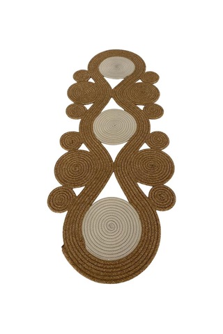 Jüt, Hasır,sarmal Model, Dekoratif Masa Örtüsü, Runner 40x110 Cm, Sehpa Örtüsü, Bohem Tarzı Hasır Krem Hasır Krem