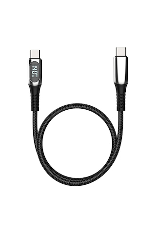 Micflip A08 Type-c To Type-c Dijital Led Göstergeli Data Ve Şarj Kablosu 140w 1m Siyah