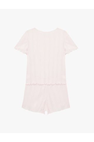 Koton Kısa Kollu Bisiklet Yaka Şortlu Pijama Takımı Açık Pembe 6slk40125mk