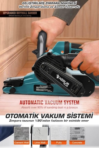 Assur Plus 900W Elektrikli Vakumlu Tozsuz Cila Özellikli Tank Zımpara Makinesi - 2849
