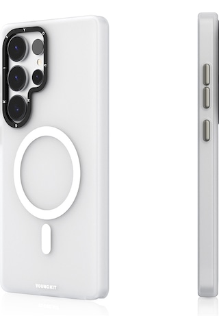 Galaxy Uyumlu S25 Ultra Kılıf Magsafe Şarj Özellikli Youngkit Hidden Sand Serisi Kapak Beyaz