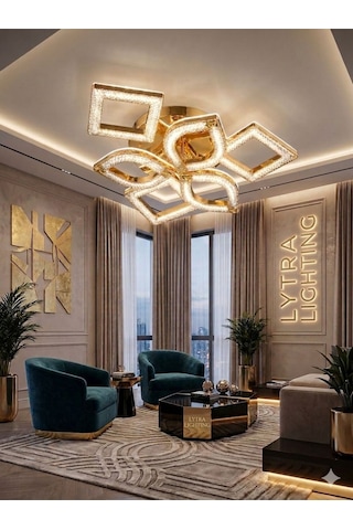Hera Model 6'lı Gold 3 Renk Modu Ledli Tavana Sıfır Modern Salon Mutfak Çocuk Yatak Odası Led Avize