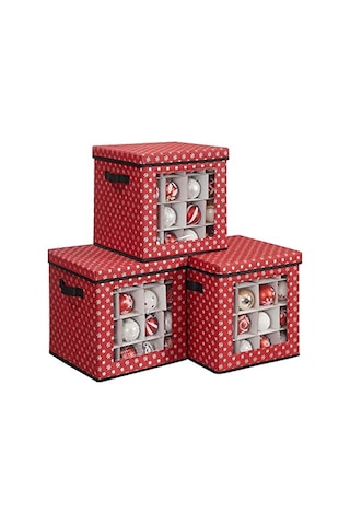 Saklama Kutuları, 3'lü Set, Katlanır Kutular, Kutu Başına 64 Küçük Bölme, Esnek Ayırma Duvarları, 30,5 X 30,5 Çok Renkli