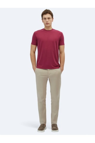 Kip Mürdüm Düz Bisiklet Yaka T-shirt MÜRDÜM