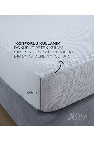 Sızdırmaz & Hijyenik Yatak Koruyucu Alez Fitted Bazalı Çift Kiş Beyaz