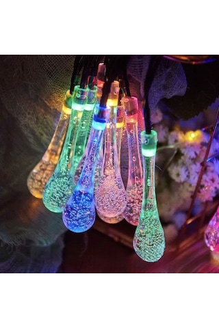 Büro Ev Ofis Bahçe Dekoru İçin Solar Şarjlı 7mt 50led 8mod Damla Rgb Işık Aydınlatma