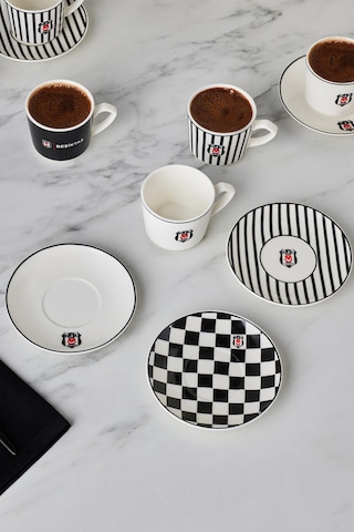 Karaca X Beşiktaş Lisanslı 6 Kişilik Kahve Fincan Takımı 80 Ml Siyah