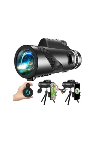 Wezone 80x100 Geniş Lüx Monoküler Teleskop: Telefon Tutucu, Tripod Ve Aksesuar Seti İle Yüksek Çözünürlüklü Outdoor Gözlem - Siyah