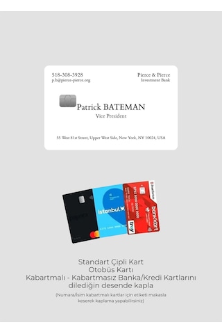 Patrick Bateman - Papara, Tosla, Otobüs Kart Kaplama Stickeri Kredi Kartı Için Diğer