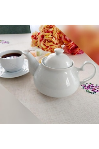 Desensiz Beyaz Porselen Demlik Üstü Sade 600ml Çaydanlık Üstü