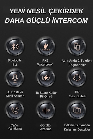 Motosiklet Kask Kulaklık Bluetooth 5.3 Destekli İntercom 2 Yıl Garantili Süresi Kategorisi