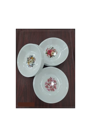 4 Adet Melamin Çukur Yemek Tabağı 18cm Bpa İçermez Bulaşık Makinesinde Yıkanar Desenli Yemek Tabağı Karışık