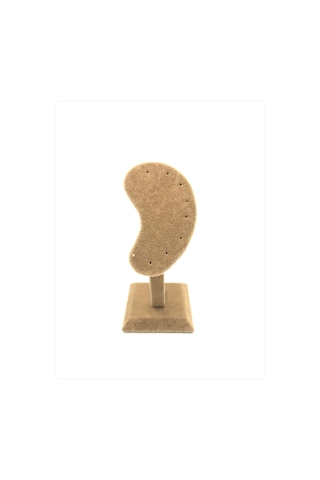 Süet Kumaş Sütlü Kahve Renk 15/5cm Ayaklı Küpe Sergileme Dekoru