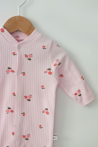 Bebe Wini Pembe Çiçekli 100 %pamuk Patikli Tulum Renkli