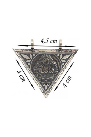 925 Ayar Gümüş Üçgen İçi Açılabilen Osmanlı Arma Muskalık Gümüş Kolye T6059 599599 Gümüş