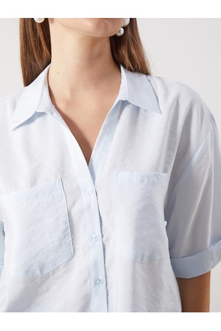 Lcw Comfort Mavi Modal Karışımlı Oversize Kadın Gömlek