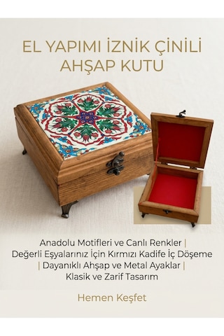 El Yapımı İznik Çinili Ahşap Kutu
