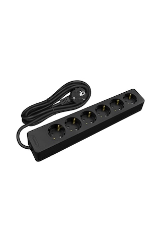 Seldur 6'lı Kablolu Topraklı Çocuk Korumalı 5 Metre Siyah Priz 5 M