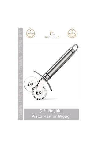 Pizzabıçağı Profesyonel Paslanmaz Çelik Keskin Mutfak Gereci Çift Başlıklı Pizza Hamur Bıçağı - 1 A Çok Renkli