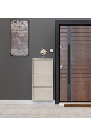 Kaser 3'Lü Krem Metal Ayakkabılık Krem