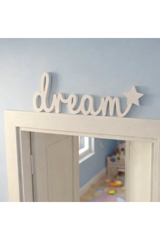 Dream Yazılı Yıldızlı Dekoratif Duvar & Raf Süsü Modern Masaüstü Dekor Beyaz