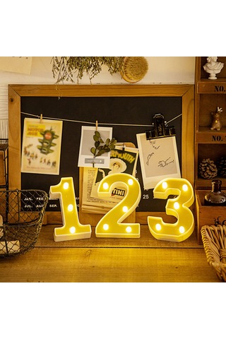 Konesam Led Rakamlı Dekoratif Işık - Sıcak Beyaz Sabit Aydınlatma, Doğum Günü, Parti Ve Özel Etkinlikler İçin Dekorasyon Aleti Pil Dahil Değil Diğer