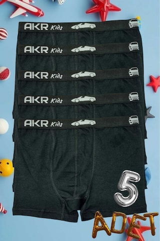 Uniquetrenders Erkek Çocuk 5'li Pamuklu Boxer Siyah