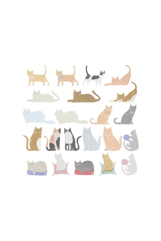 Meri Meri - Cat Shaped Stickers - Kedi Şekilli Çıkartmalar - 25 Çıkartma Çocuk