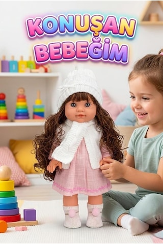 Lucia Girl Konuşan 35 Cm - Etkileşimli Kolları Bacakları Ve Kafası Et Kutulu Atkılı Oyuncak Bebek 86044920