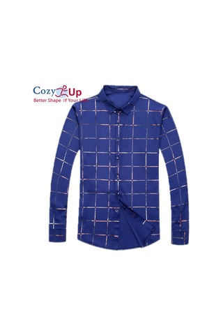 Rahat Up Erkekler Ekose Kavisli Hem Gömlek Casual İş Düğmesi Gömlek Uzun Kollu Damalı Erkek Gömlek Gri