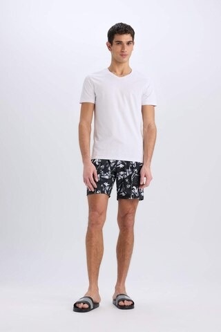 Defacto Defactofit Regular Fit Baskılı Esnek Dokulu Diz Boyu Sporcu Deniz Şortu B5994ax25hsbk81 Siyah