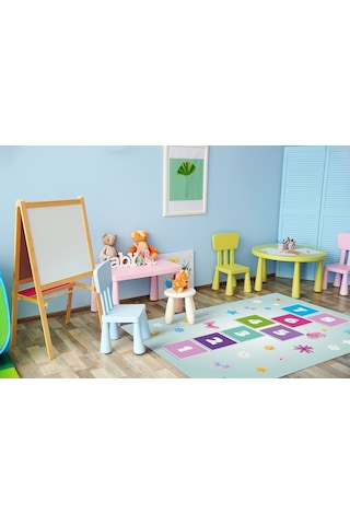 Kaymaz Tabanlı Ince Yıkanabilir Çocuk Halısı Sek Sek