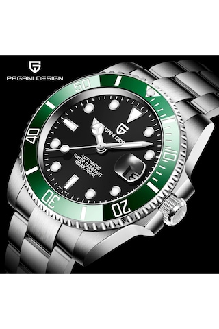 Pagani Design Pd-1661 Submariner 40mm Otomatik Mekanik Kol Saati Paslanmaz Çelik Dalgıç Saat Safir Cam Erkek Saati Siyah-yeşil Diğer