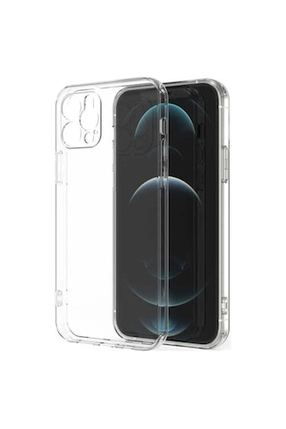 İphone 12 Pro Max Kılıf Şeffaf Yumuşak Silikon Kamera Korumalı Yüksek Kalite Turuncu