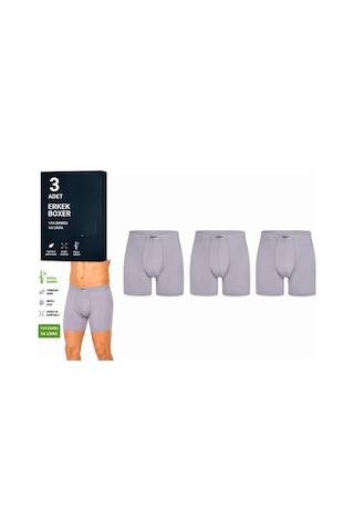 Yıldız Çamaşır Erkek Bambu Likralı Boxer 320-324 - 3 Adet Gri
