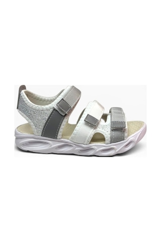 Arzen Bebe 231-26 3 Cırtlı Anatomik Çocuk Sandalet Beyaz Gri 31-35