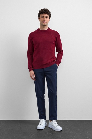 Back And Bond Bordo Regular Fit Bisiklet Yaka Triko Kazak