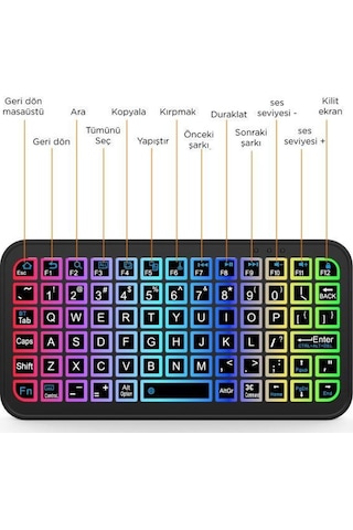 Torima M7 Kablosuz Bluetooth RGB Işıklı Mini Klavye
