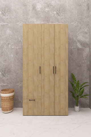 Mdf Çamaşır Makinesi Ve Kurutma Makinesi Dolabı Ütü Masalı Kapaklı Ahşap Lefkas Meşe