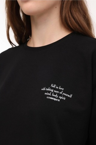 Lumberjack Anna Kadın Siyah Yuvarlak Yaka Sweatshirt Siyah