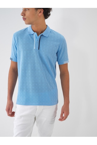 Xint Mavi Pamuk Dokulu Regular Fit Tişört 502129