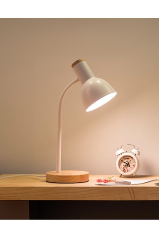 Petrix 34614 Ahşap Tabanlı Nordic Usb Masa Lambası Beyaz