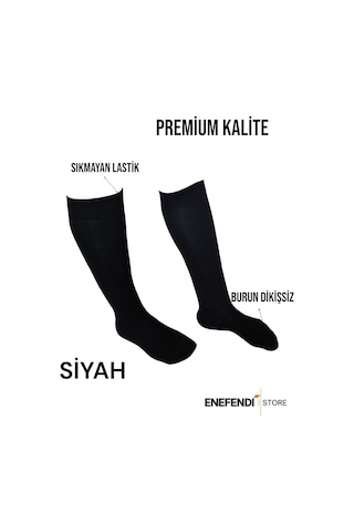 Enefendi Anne Çorabı 2çift Dizaltı Lüx Kaliteli Pamuklu Burun Dikişsiz Sıkmayan Lastik Kadın Çorap Siyah Renkli