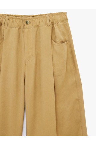 Koton Modal Kumaş Beli Lastikli Cepli Düz Geniş Paça Baggy Pantolon Khakı 6sak40161ew Haki