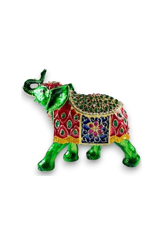 Taşlı Dekoratif Fil Biblo Metal, Renkli Taşlı, Şık Ev Aksesuarı 15x12 CM 727651905