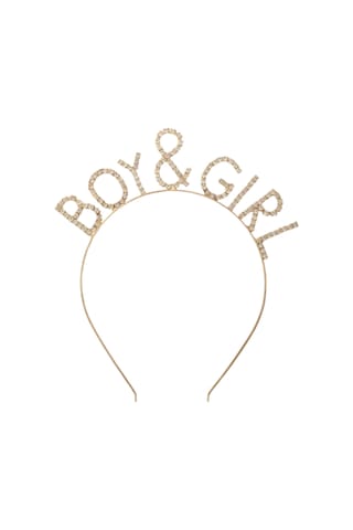 Taşlı Taç Boy & Girl - Altın