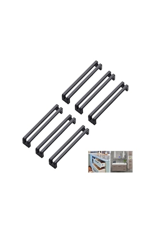 Siyah Mutfak Kapı Kolu, 6 Parça Çekmece Kolu 96 Mm C/c, Çinko Alaşımlı Dolap Kolları, Modern Yatak Odası Gardırop Kolları, Kapılı Gardırop