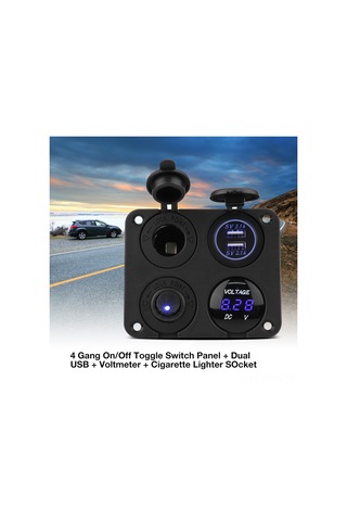 Springsun 12-24v Araç Usb Şarj Cihazı, Voltmetre Ve Islak Sigara Çıkışı İle Kombinasyon Paneli Mavi Işık , Su Geçirmez, Ateş Direnci Malzeme, Evrensel Uyumlu Otomobil, Rv, Bot