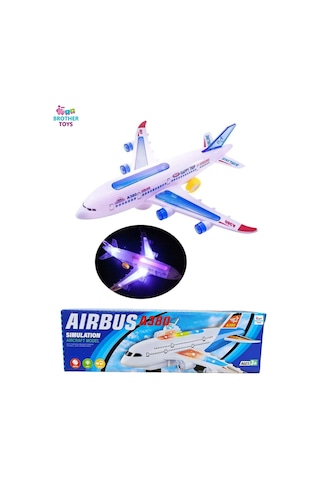 Hareketli Pilli 3d Işıklı Müzikli Yerde Gezen Airbus Uçak Oyuncak 23 Cm.