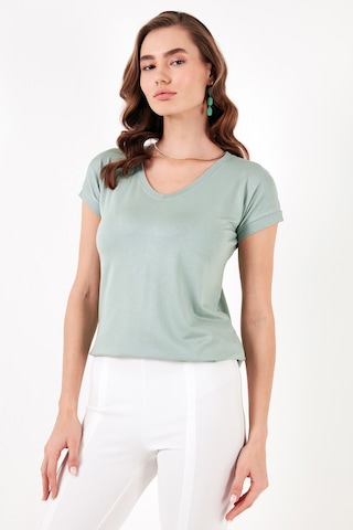 Lela V Yaka Relaxed Fit Yırtmaç Detaylı 2'Li Paket Bayan Bluz 5862000S2 Siyah-Çağla